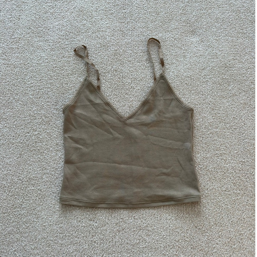 lululemon Cotton Pointelle Cropped Cami Top size XS in Sheer Oak